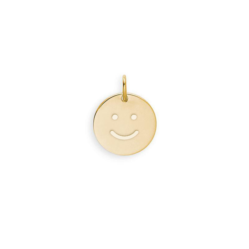 Smiley Anhänger rund aus 585 Gelbgold - 14mm